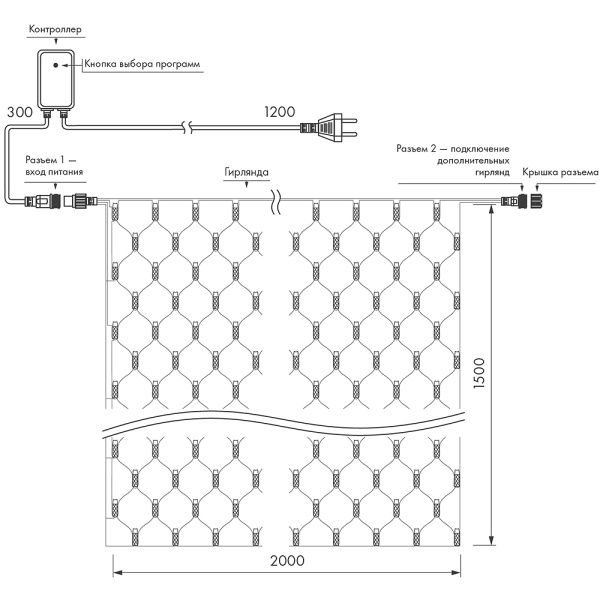 Оборудование Arlight 024688 Светодиодная гирлянда ARD-NETLIGHT-CLASSIC-2000x1500-BLACK-288LED Warm (230V, 18W) (Ardecoled, IP65) по выгодной цене. Купить в Москве со скидкой.