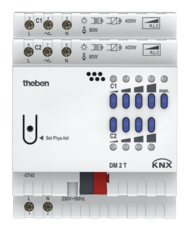 Theben 4940270 2-х канальный универсальный светорегулятор FIX1 DM 2 T KNX