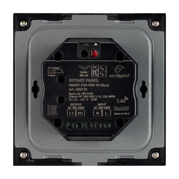 Оборудование Arlight 028110 Панель SMART-P36-DIM-IN Black (230V, 1.2A, TRIAC, Sens, 2.4G) (Arlight, IP20 Пластик, 5 лет) по выгодной цене. Купить в Москве со скидкой.
