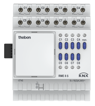 Theben 4930225 8-м канальный релейный актуатор. Линейка MIX2 RME 8 S KNX