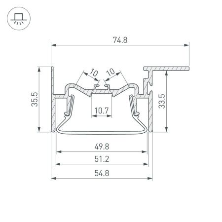 Оборудование Arlight 035770 Профиль FOLED-50-CEIL-SIDE-2000 (Arlight, Алюминий) по выгодной цене. Купить в Москве со скидкой.