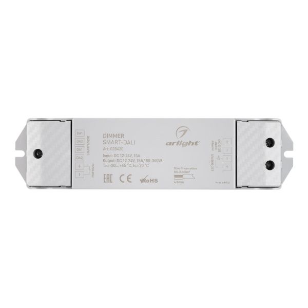 Оборудование Arlight 028420 Диммер SMART-DALI (12-24V, 1x15A) (Arlight, IP20 Пластик, 5 лет) по выгодной цене. Купить в Москве со скидкой.