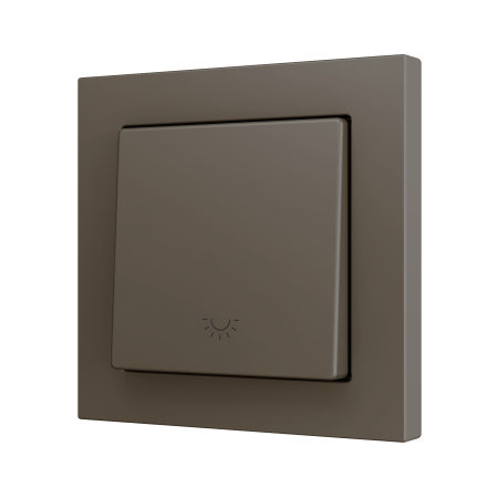 Zennio ZS551PB1LM ZS55, Простая мягкая кнопка для 1 двоичного входа 55x55 мм – Значок подсветки, Мокко