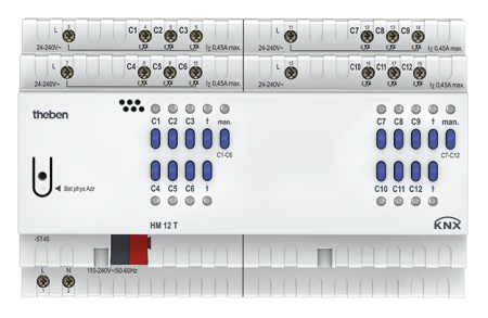 Theben 4940245 12-ти канальный актуатор отопления FIX2 HM 12 T KNX