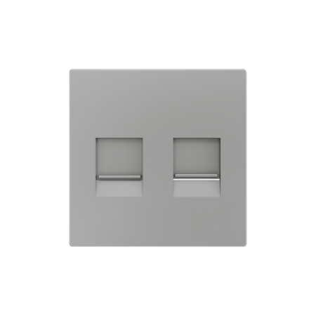 Zennio 830001306 ZS55, Декоративная накладка для разъема RJ45 55x55 мм, 2 вставки, Серебристый