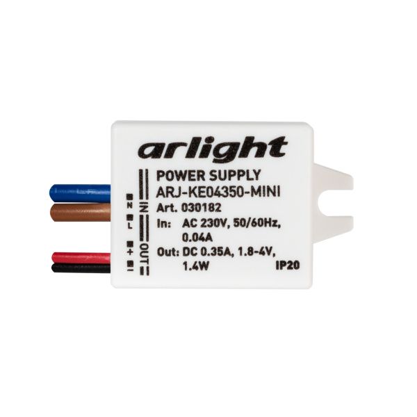 Оборудование Arlight 030182 Блок питания ARJ-KE04350-MINI (1.4W, 350mA) (Arlight, IP20 Пластик, 5 лет) по выгодной цене. Купить в Москве со скидкой.