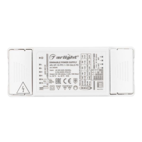 Оборудование Arlight 033690 Блок питания ARJ-SP-10-PFC-1-10V-DALI2-PD (10W, 100-440mA) (Arlight, IP20 Пластик, 5 лет) по выгодной цене. Купить в Москве со скидкой.