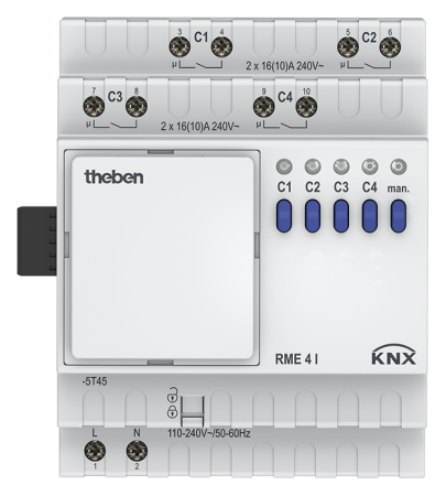 Theben 4930215 4-х канальный С load релейный актуатор линейки MIX2 RME 4 I KNX