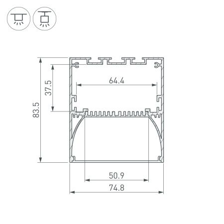 Оборудование Arlight 036349 Профиль ARH-POWER-W75-2000 ANOD (Arlight, Алюминий) по выгодной цене. Купить в Москве со скидкой.