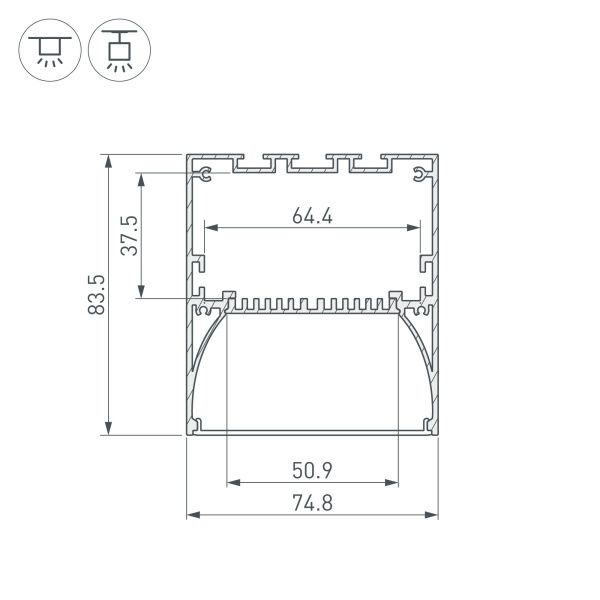 Оборудование Arlight 036349 Профиль ARH-POWER-W75-2000 ANOD (Arlight, Алюминий) по выгодной цене. Купить в Москве со скидкой.