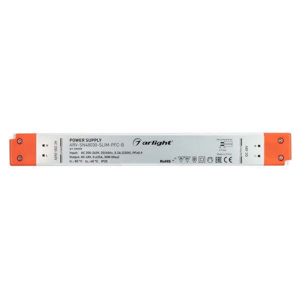 Оборудование Arlight 036965 Блок питания ARV-SN48030-SLIM-PFC-B (48V, 0.63A, 30W) (Arlight, IP20 Пластик, 3 года) по выгодной цене. Купить в Москве со скидкой.