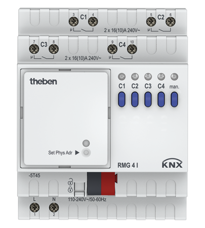 Theben 4930210 4-х канальный С load релейный актуатор линейки MIX2 RMG 4 I KNX