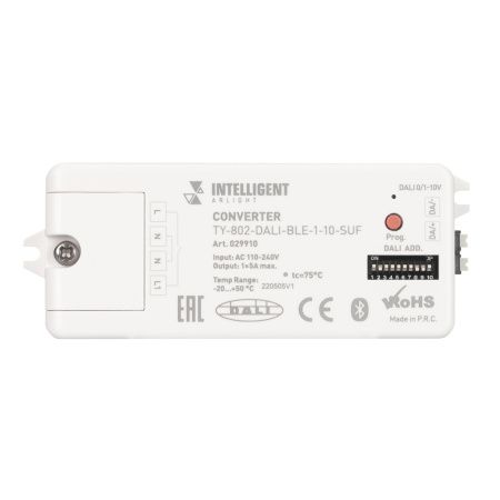 Оборудование Arlight 029910 INTELLIGENT ARLIGHT Конвертер TY-802-DALI-BLE-1-10-SUF (230V, 10A, DALI, 0-10V) (IARL, IP20 Пластик, 3 года) по выгодной цене. Купить в Москве со скидкой.