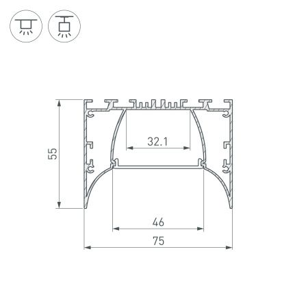 Оборудование Arlight 036355 Профиль ARH-POWER-7555-COMFORT-2000 ANOD (Arlight, Алюминий) по выгодной цене. Купить в Москве со скидкой.