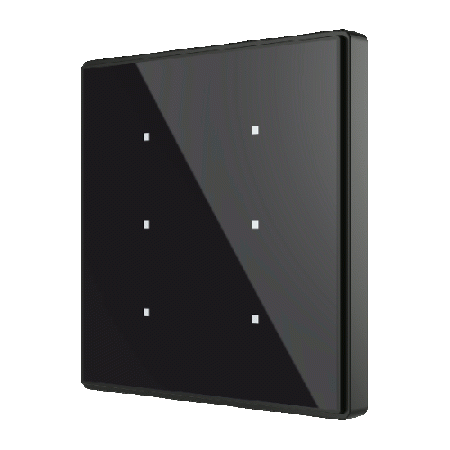 Zennio Выключатель сенсорный KNX Square TMD, 6-кнопочный, 2хAI/DI, термостат, датчик температуры, цвет: Чёрный ZVI-SQTMD6-A