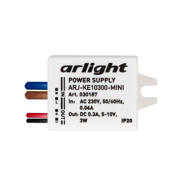 Оборудование Arlight 030187 Блок питания ARJ-KE10300-MINI (3W, 300mA) (Arlight, IP20 Пластик, 5 лет) по выгодной цене. Купить в Москве со скидкой.