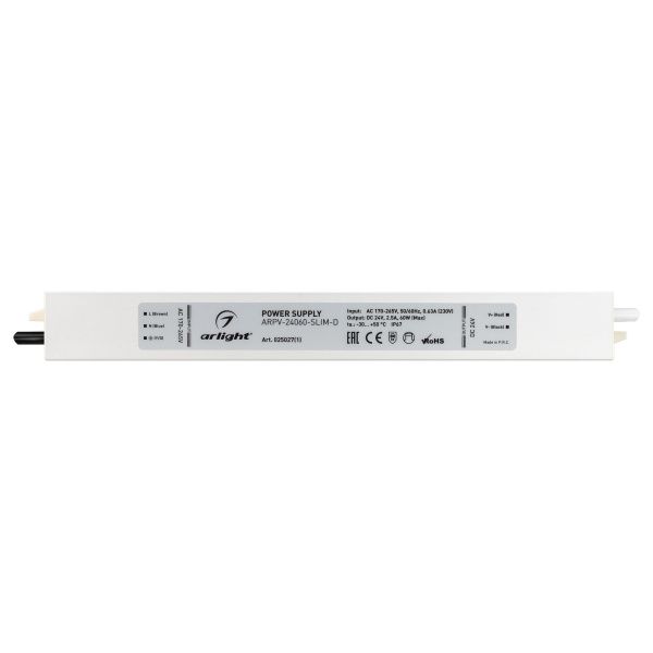Оборудование Arlight 025027(1) Блок питания ARPV-24060-SLIM-D (24V, 2.5A, 60W) (Arlight, IP67 Металл, 3 года) по выгодной цене. Купить в Москве со скидкой.