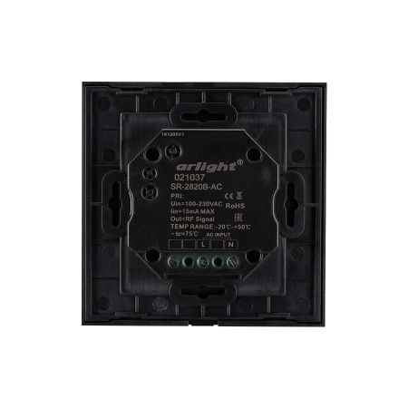 Оборудование Arlight 021037 Панель Sens SR-2820B-AC-RF-IN Black (220V,RGBW,1 зона) (Arlight, IP20 Пластик, 3 года) по выгодной цене. Купить в Москве со скидкой.