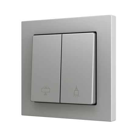 Zennio ZS552PB2SC ZS55, Двойная мягкая кнопка для 2 бинарных входов 55x55 мм – цвет серебра – на заказ