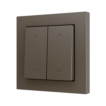 Zennio ZS552PB4SHM ZS55, Двойная мягкая кнопка для 4 бинарных входов 55x55 мм – Значок затвора, Мокко