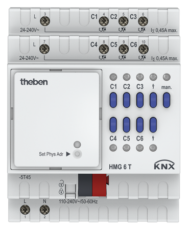 Theben 4930240 6-ти канальный актуатор отопления. Линейка MIX2 HMG 6 T KNX