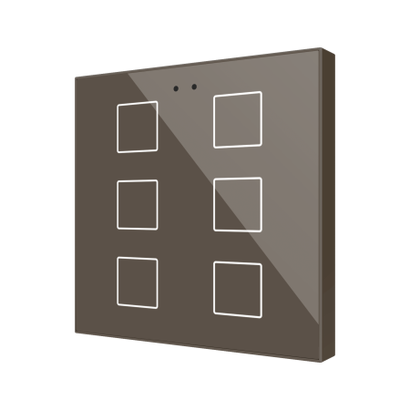 Zennio ZVIFR6M Плоский RGB 6. Стеклянная емкостная кнопка, 6 кнопки, мокко