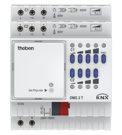 Theben 4930270 2-х канальный универсальный светорегулятор линейки MIX2 DMG 2 T KNX
