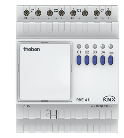 Theben 4930228 4-м канальный релейный актуатор. Линейка MIX2 RME 4 U KNX
