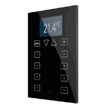 Zennio Roll-ZAS / Контроллер комнатный KNX, 8 сенсорных кнопок, дисплей 1.8 дюймов с меню, цвет: Антрацит ZN1VI-TPZAS-B