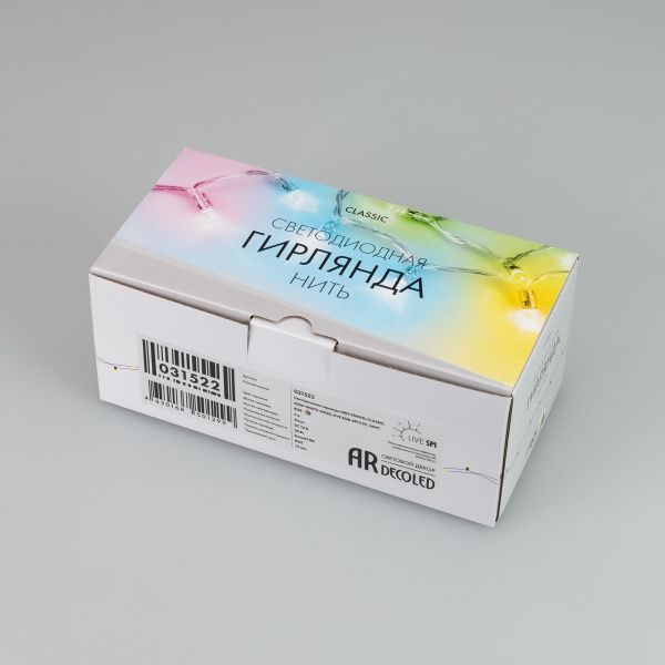 Оборудование Arlight 031522 Светодиодная гирлянда ARD-STRING-CLASSIC-6000-WHITE-40LED-LIVE RGB-SPI (12V, 26W) (Ardecoled, IP65) по выгодной цене. Купить в Москве со скидкой.