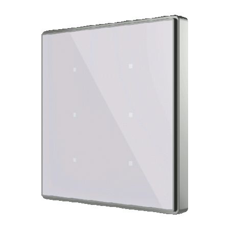 Zennio Выключатель сенсорный KNX Square TMD, 6-кнопочный, 2хAI/DI, термостат, датчик температуры, цвет: Серебряный ZVI-SQTMD6-S