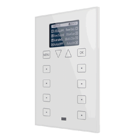 Zennio Roll-ZAS / Контроллер комнатный KNX, 8 сенсорных кнопок, дисплей 1.8 дюймов с меню, цвет: Белый ZN1VI-TPZAS-W