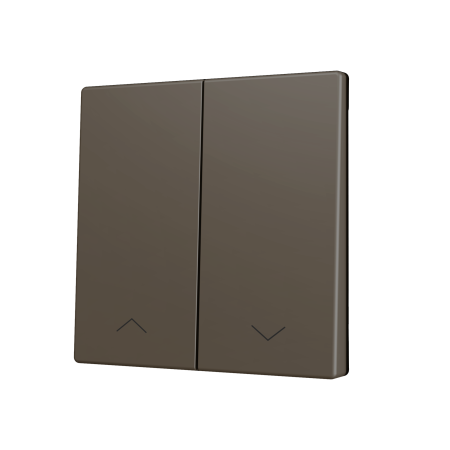 Zennio ZS70CSOFT22SHM ZS70, Крышка для двух кнопок KNX Soft 70x70 мм, Наклон вниз, Значок затвора, Мокко