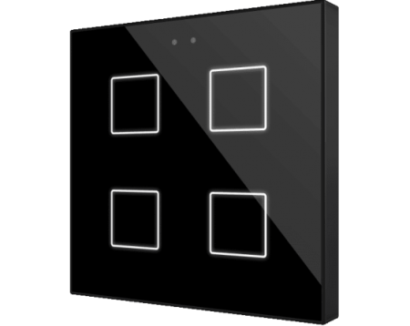 Zennio ZVIFR4A Flat RGB 4. Емкостный сенсорный переключатель с RGB-подсветкой Flat RGB, 4 кнопки, антрацит