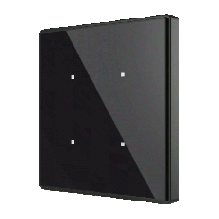 Zennio Выключатель сенсорный KNX Square TMD, 4-кнопочный, 2хAI/DI, термостат, датчик температуры, цвет: Чёрный ZVI-SQTMD4-A