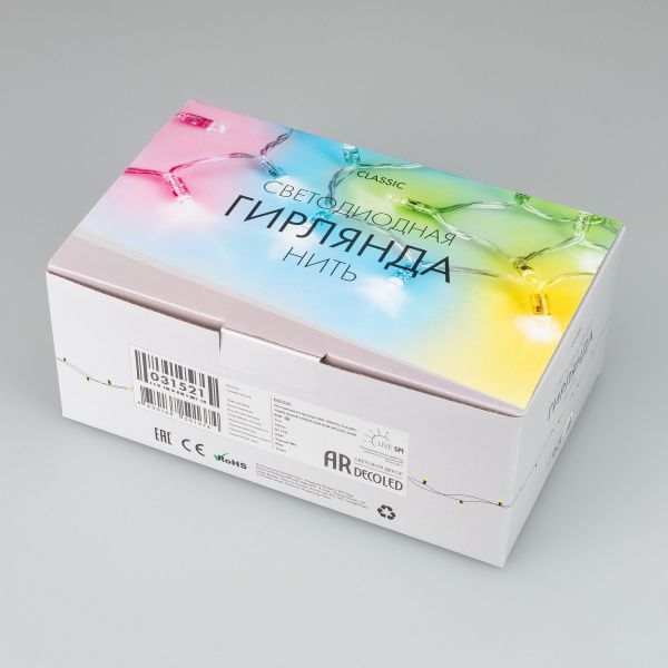 Оборудование Arlight 031521 Светодиодная гирлянда ARD-STRING-CLASSIC-15000-BLACK-100LED-LIVE RGB-SPI (12V, 53W) (Ardecoled, IP65) по выгодной цене. Купить в Москве со скидкой.