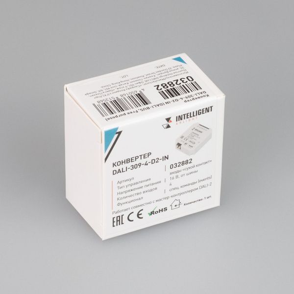 Оборудование Arlight 032882 INTELLIGENT ARLIGHT Конвертер DALI-309-4-D2-IN (DALI-BUS, Free purpose) (IARL, Пластик) по выгодной цене. Купить в Москве со скидкой.