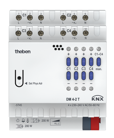 Theben 4940280 4-х канальный универсальный светорегулятор FIX1 DM 4-2 T KNX