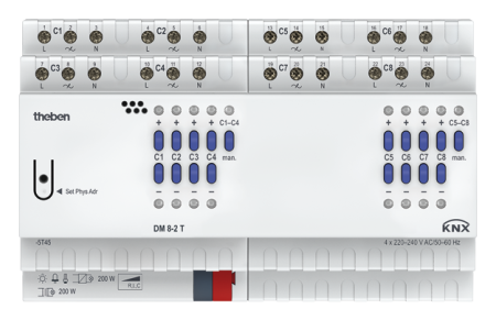 Theben 4940285 8-х канальный универсальный светорегулятор FIX2 DM 8-2 T KNX