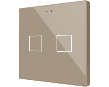 Zennio ZVIFR2C Flat RGB 2. Емкостный сенсорный переключатель с RGB-подсветкой Flat RGB, 2 кнопки, шампань