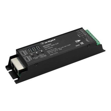 Arlight 028444 Декодер SMART-DMX-SUF (12-36V, 4x8A, RJ45) (Arlight, IP20 Металл, 5 лет)