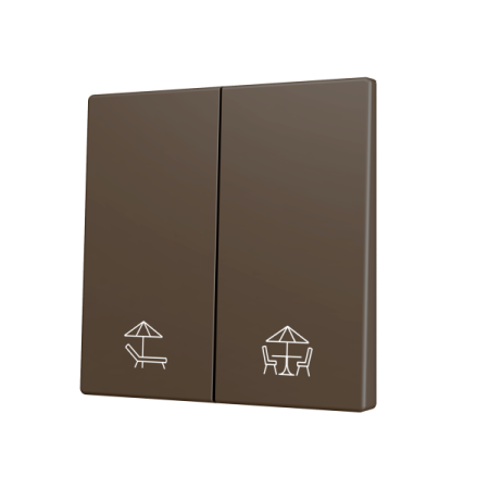 Zennio ZS70CSOFT22MC ZS70, Накладка для двух кнопок KNX Soft 70x70 мм, Наклон вниз, Мокко, На заказ