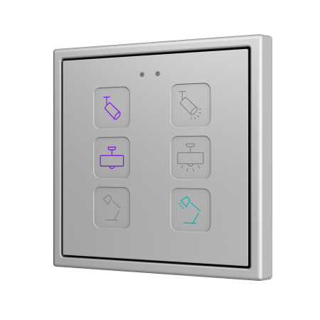 Zennio ZVITR70X6 Tecla RGB 70 X6. PC-ABS Емкостная кнопка с RGB-подсветкой, 70 x 70 пикселей, 6 кнопок