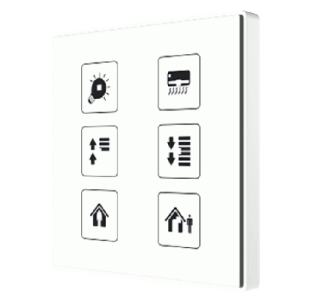 Zennio Выключатель сенсорный KNX Square TMD, 6-кнопочный, 2хAI/DI, термостат, датчик температуры, цвет: Цвет на выбор ZVI-SQTMD6-CUS