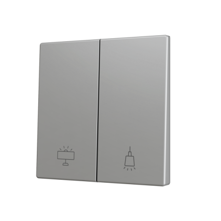 Zennio ZS70CSOFT22SC ZS70, Накладка для кнопки Double KNX Soft 70x70 мм, Наклон вниз, Серебристый, На заказ