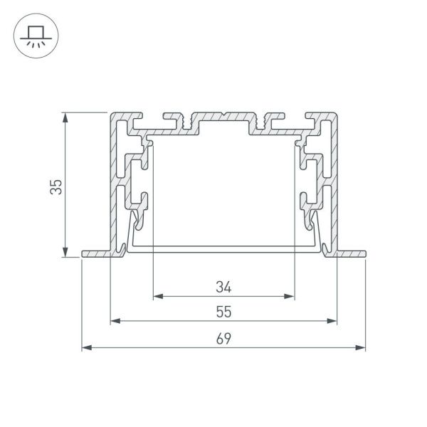 Оборудование Arlight 021177 Профиль с экраном S2-LINIA69-F-2500 ANOD+OPAL (Arlight, Алюминий) по выгодной цене. Купить в Москве со скидкой.