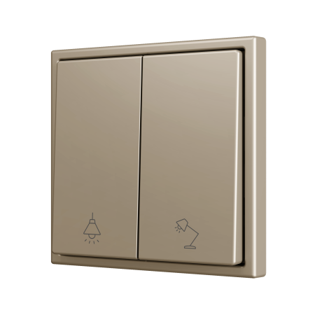 Zennio ZS702PB2CC ZS70, Двойная мягкая кнопка для 2 бинарных входов 70x70 мм – Шампанское – На заказ