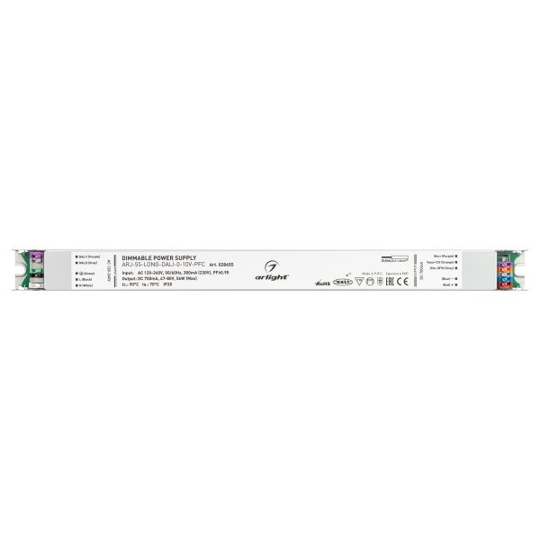 Оборудование Arlight 028455 Блок питания ARJ-55-LONG-DALI-0-10V-PFC (56W, 700mA) (Arlight, IP20 Металл, 7 лет) по выгодной цене. Купить в Москве со скидкой.