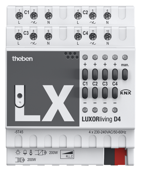 Оборудование Theben 4800475 4-канальный универсальный диммер (RLC) LUXORliving D4 по выгодной цене. Купить в Москве со скидкой.