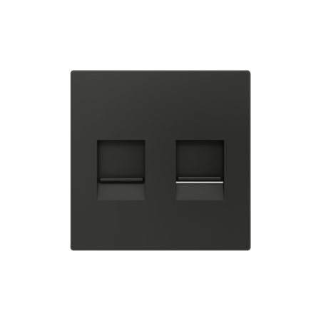 Zennio 830001305 ZS55, Декоративная накладка для разъема RJ45 55x55 мм, 2 вставки, Антрацит